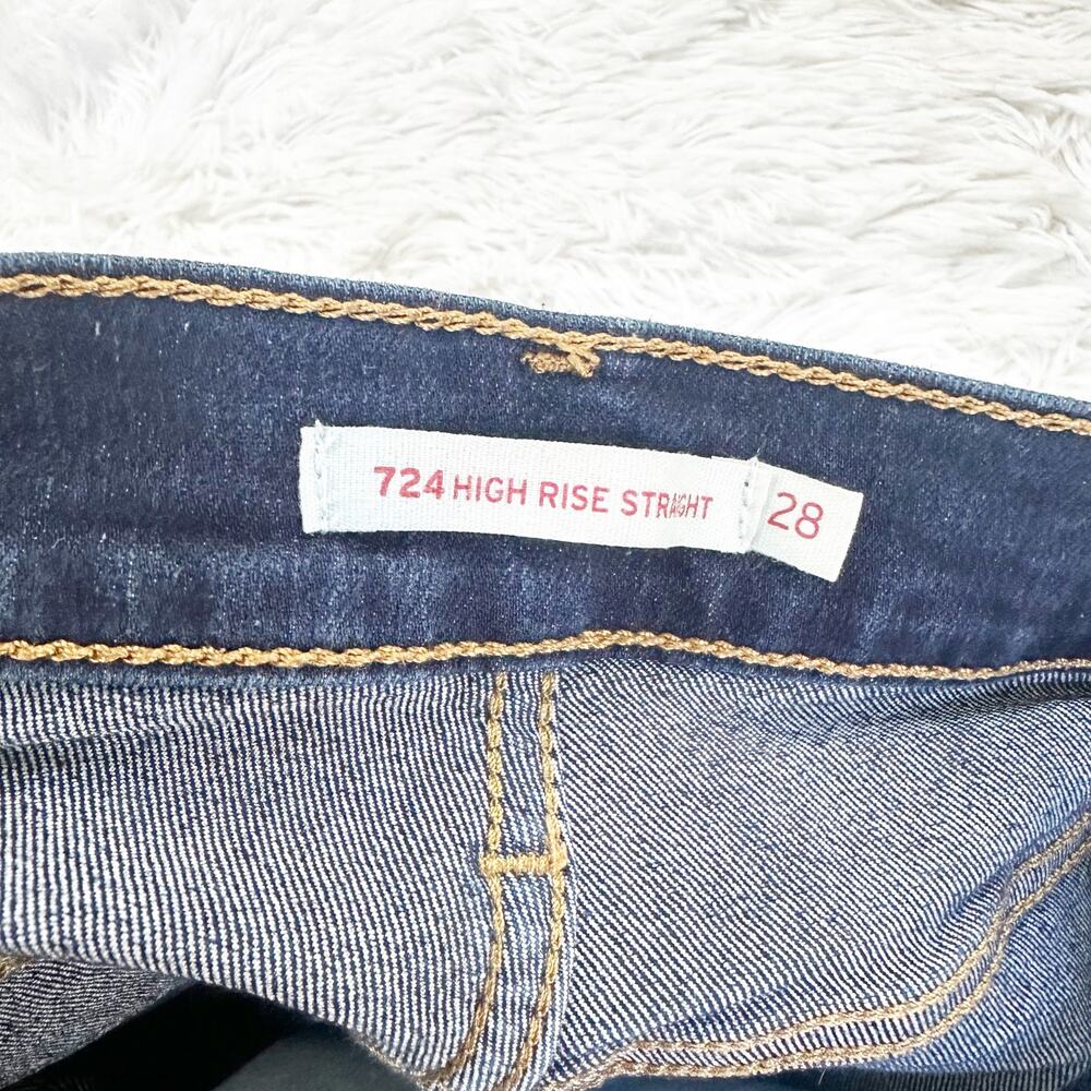 Levi's 724 High Rise Straight Jeans Women's 28 Dark Wash Stretch WaterLess - Picture 6 of 7